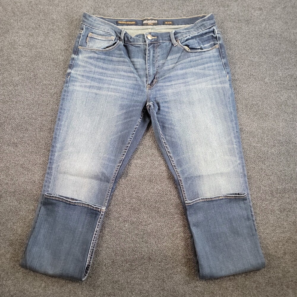 BKE Buckle Outpost Makers Jeans Mens Measure 38X34 Blue Denim Relaxed Stretch